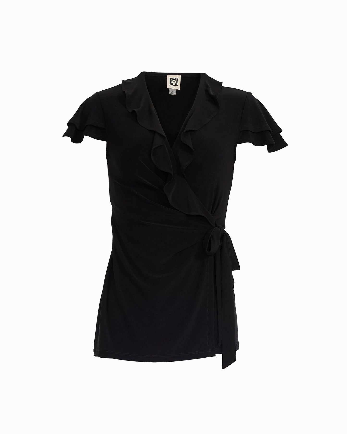 Anne Klein Flutter Sleeve Wrap Top with Ruffle