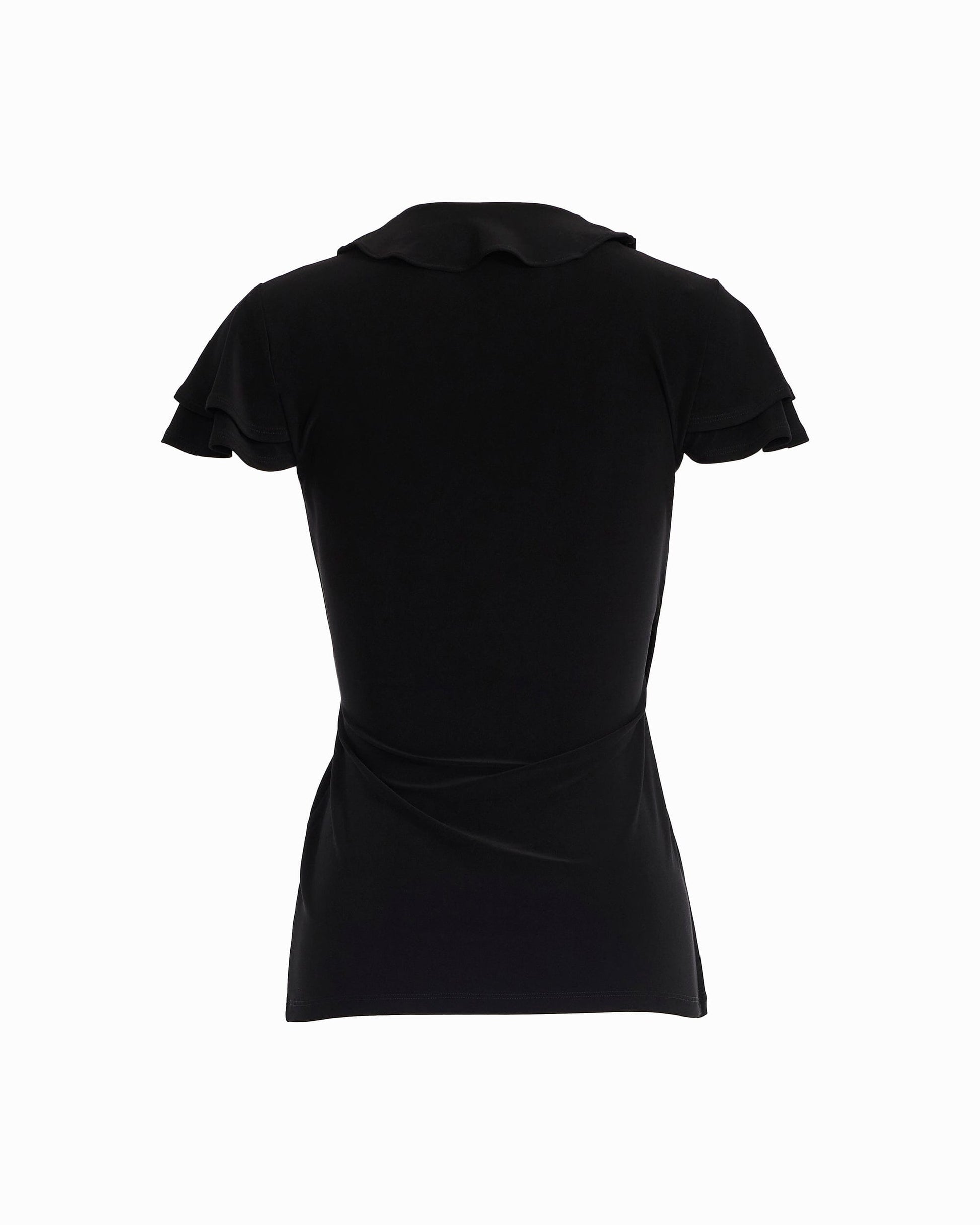 Anne Klein Flutter Sleeve Wrap Top with Ruffle