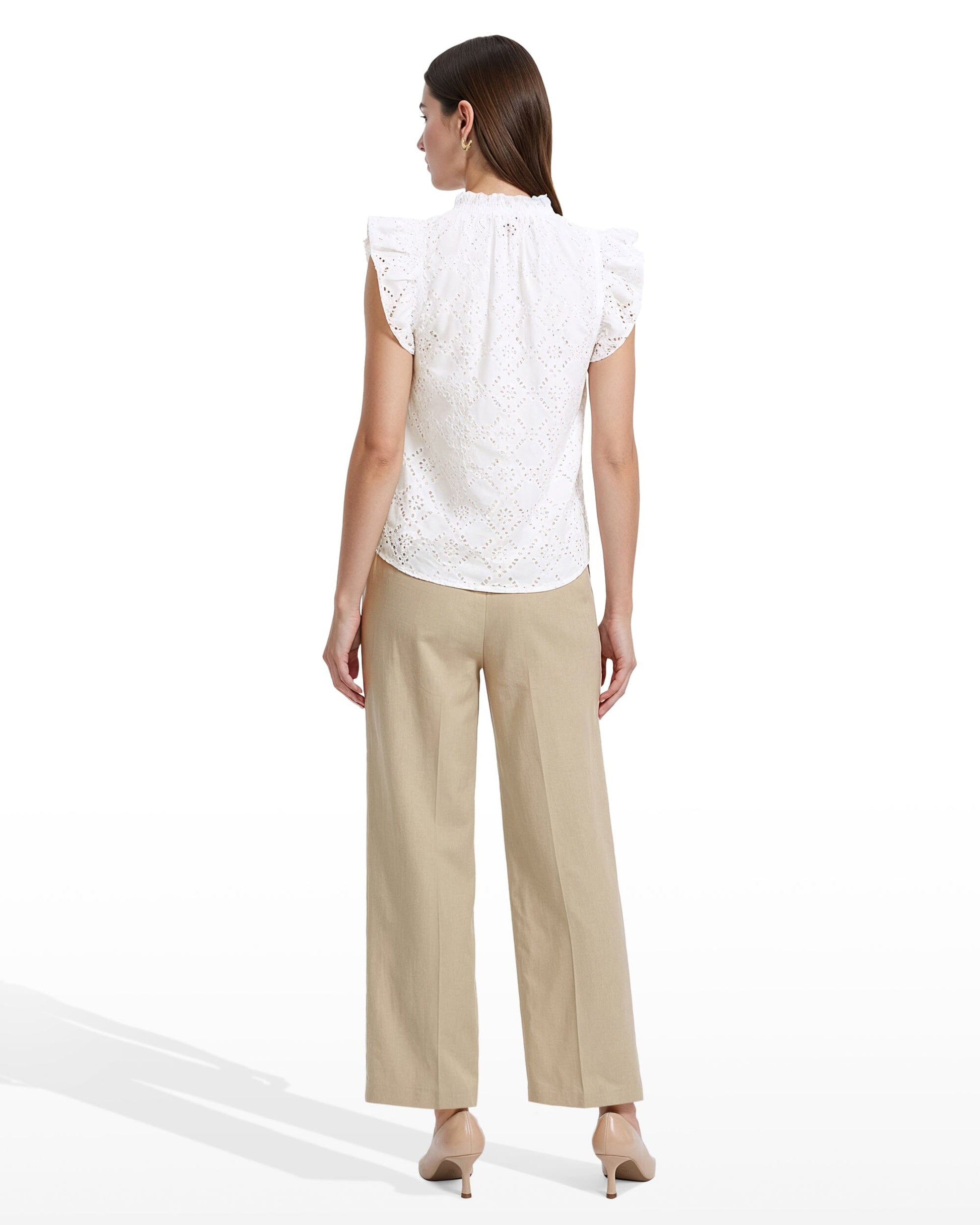 Anne Klein V-Neck Flutter Sleeve Blouse