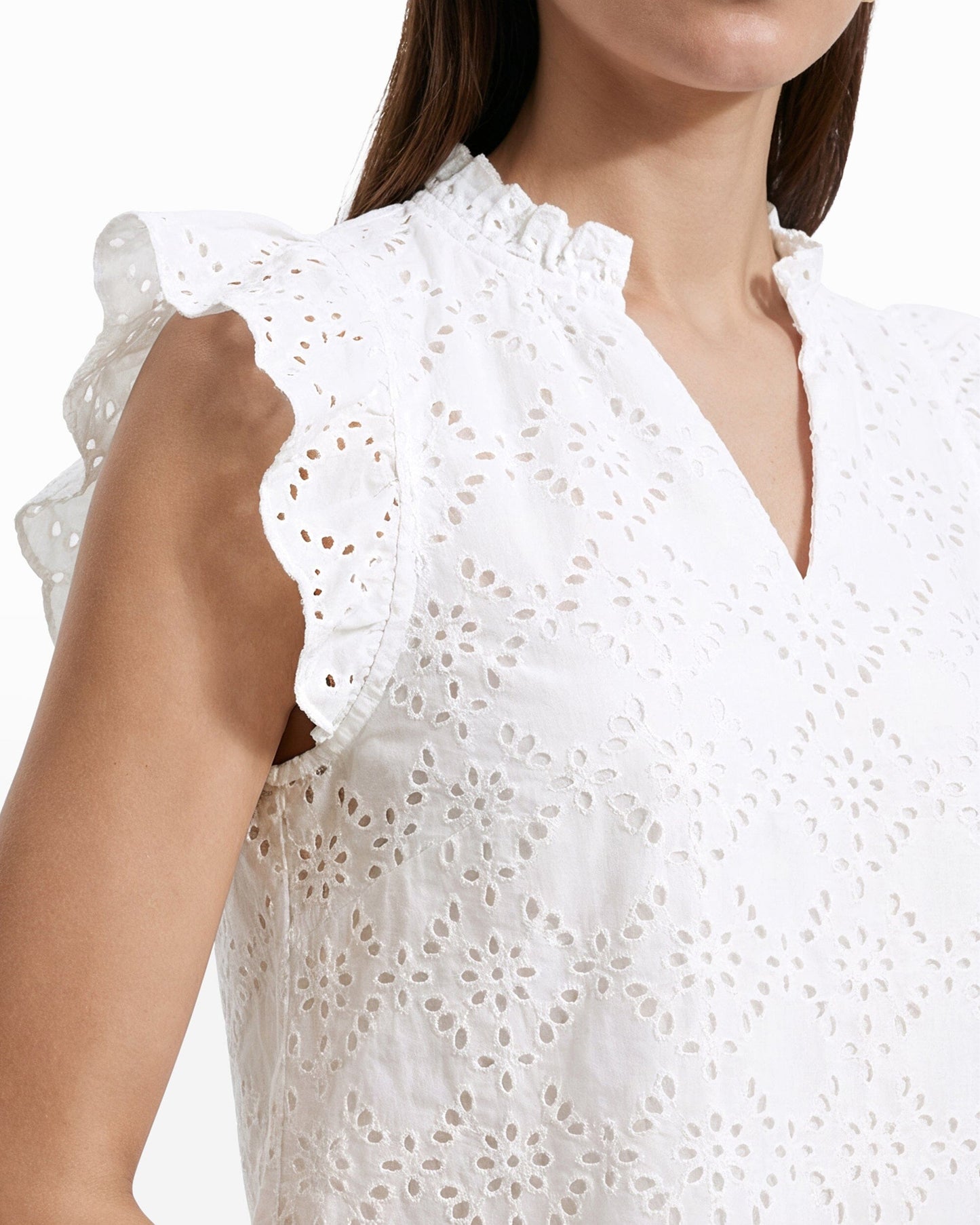 Anne Klein V-Neck Flutter Sleeve Blouse