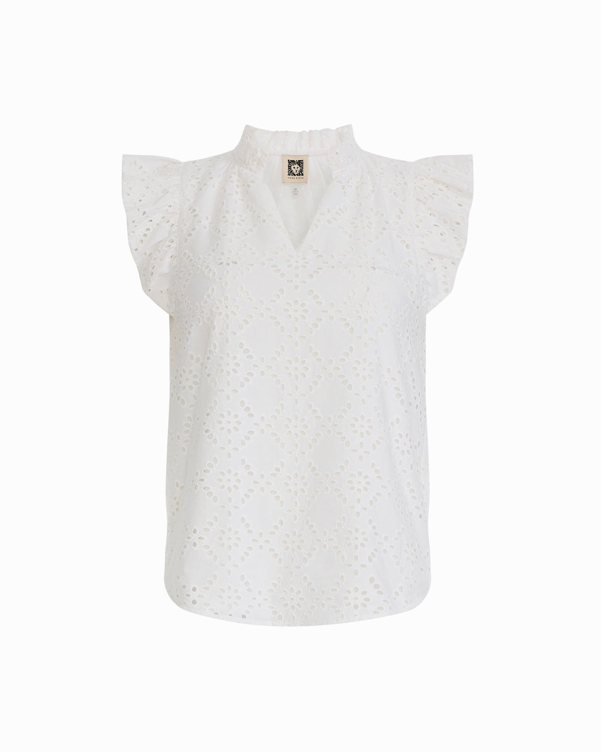 Anne Klein V-Neck Flutter Sleeve Blouse