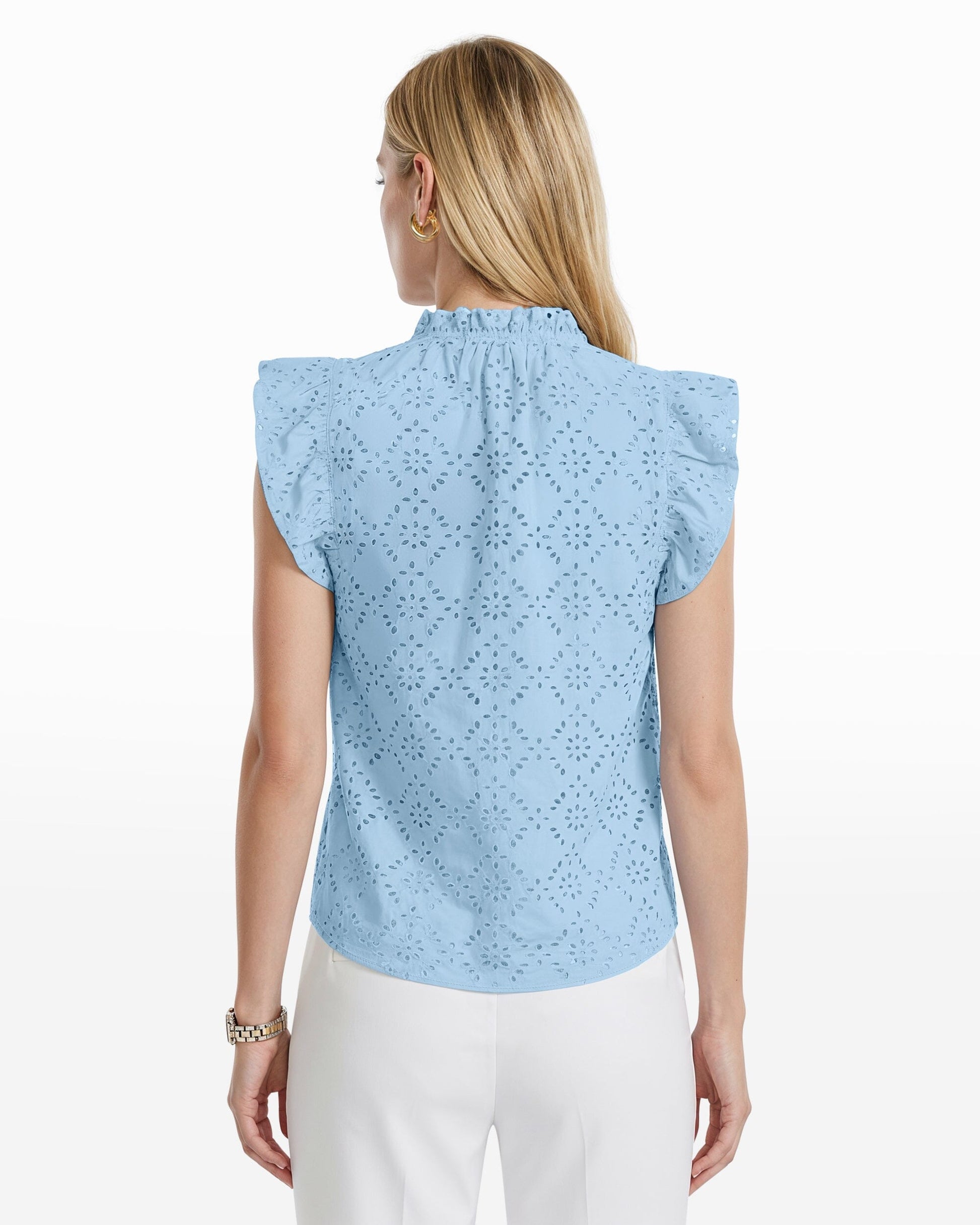 Anne Klein V-Neck Blouse with Flutter Sleeves