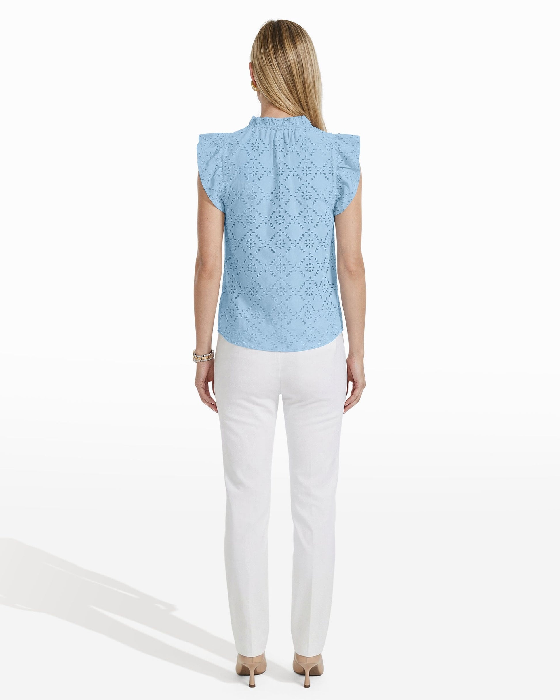 Anne Klein V-Neck Blouse with Flutter Sleeves