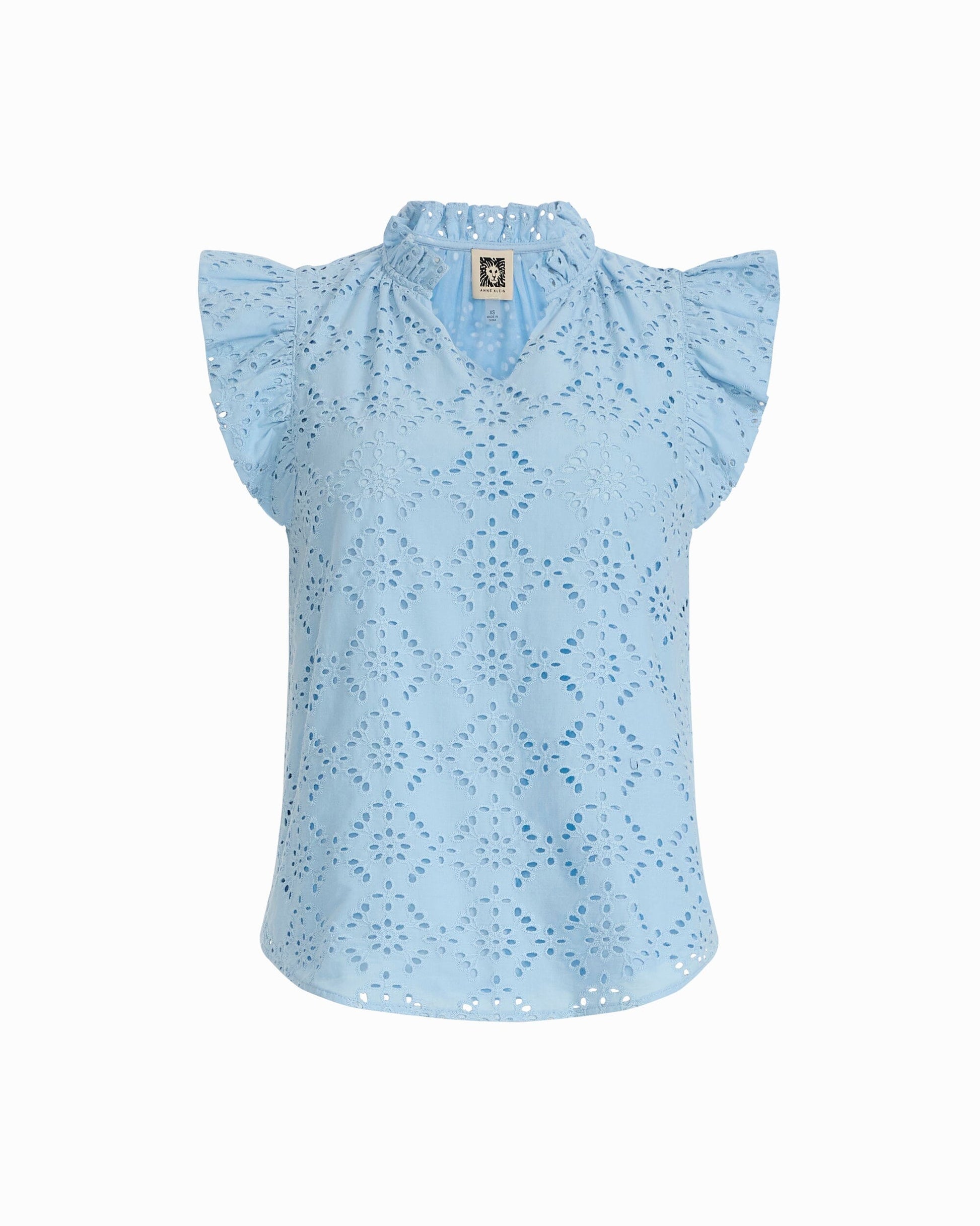 Anne Klein V-Neck Blouse with Flutter Sleeves