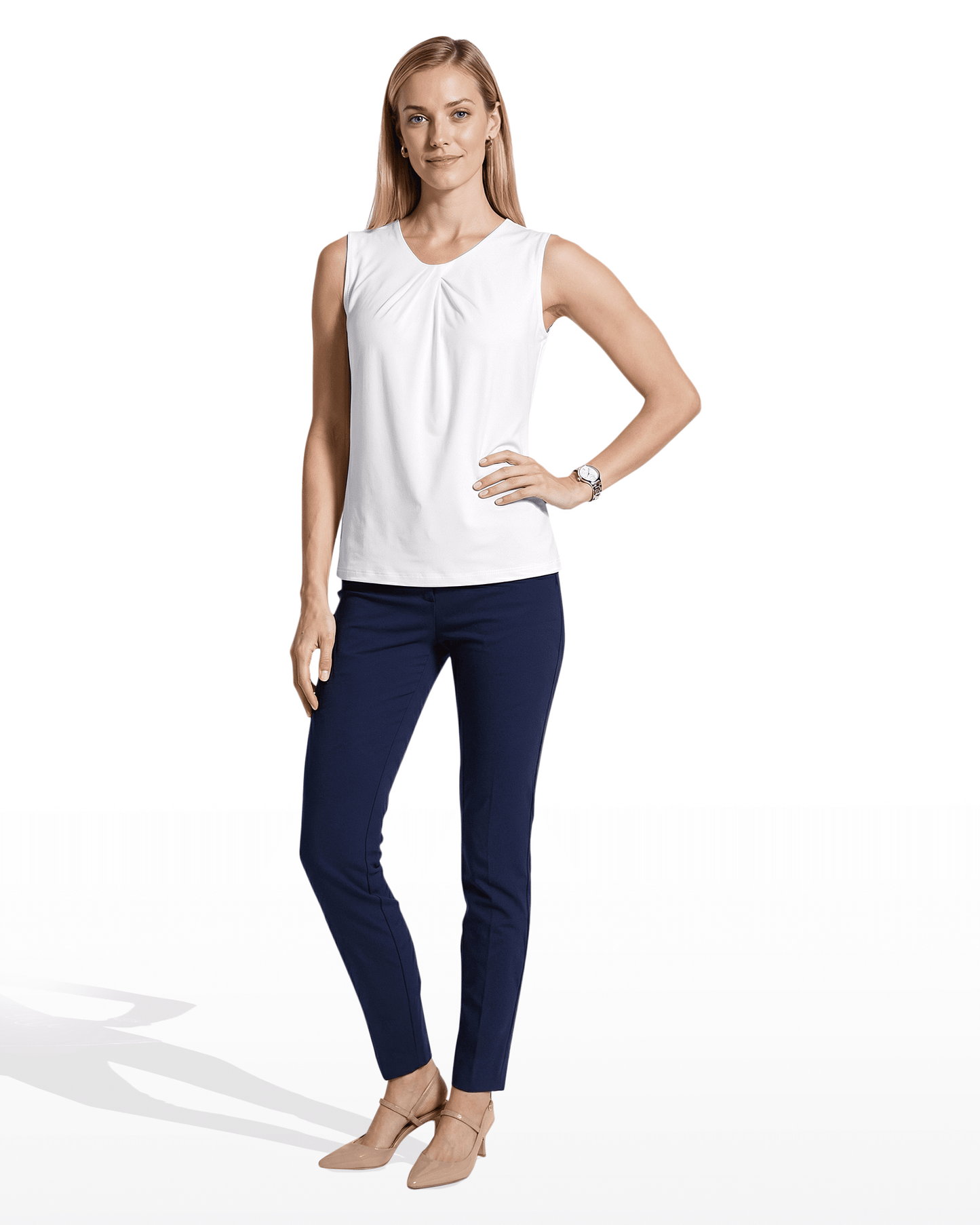 Anne Klein Asymmetric Pleated Shell Top