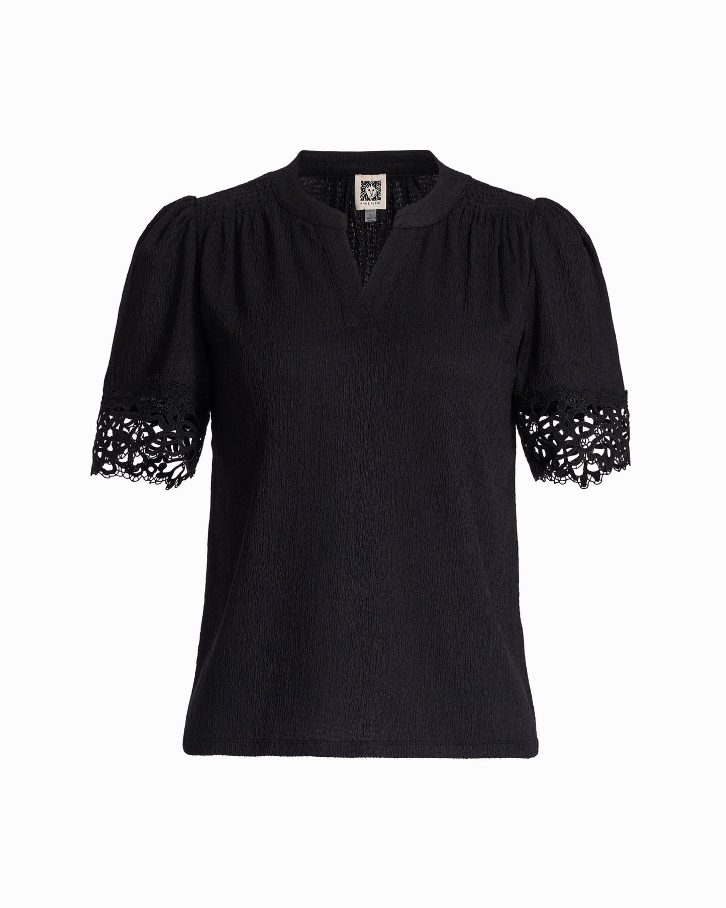 Anne Klein Elbow Split Neck Top with Lace