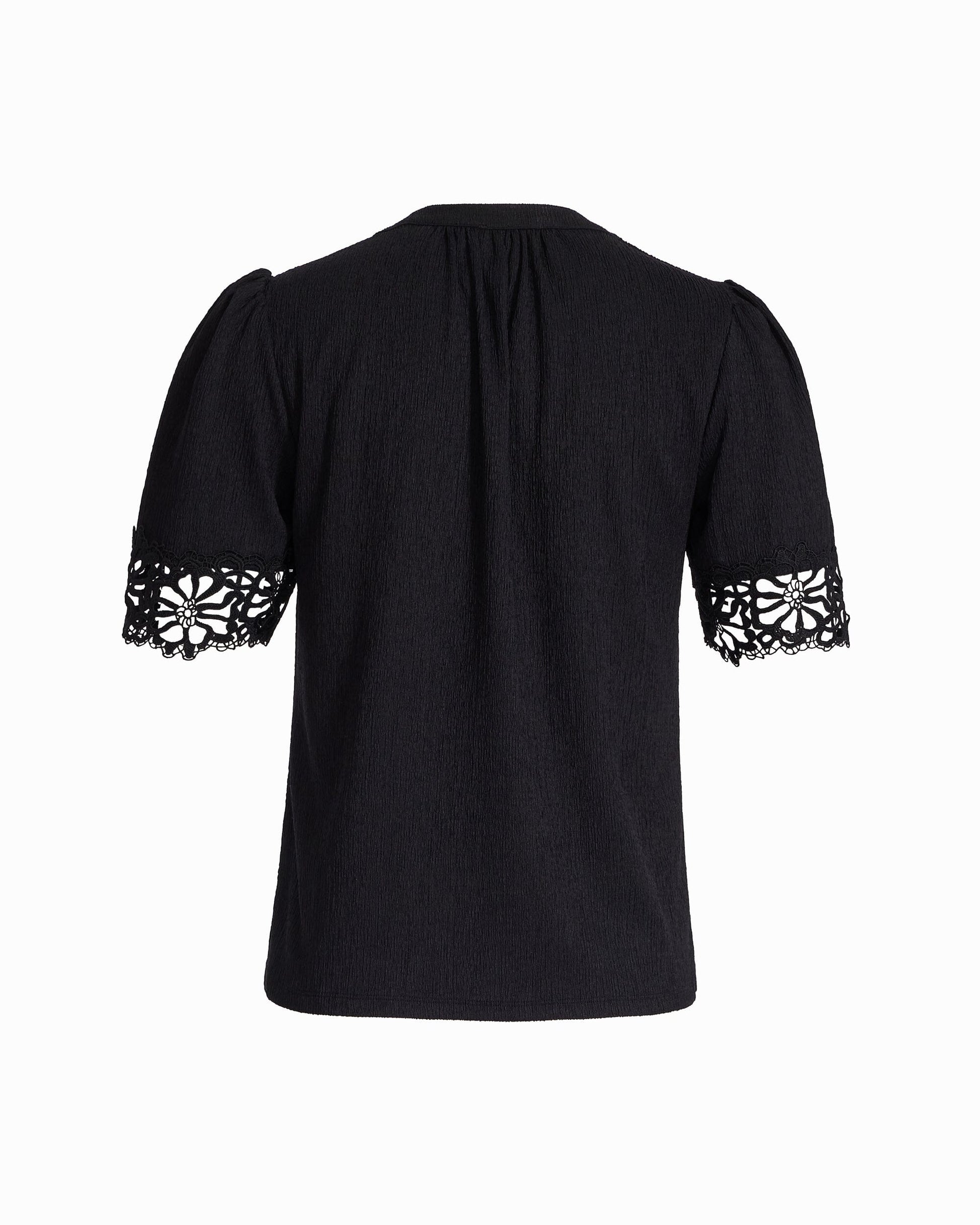 Anne Klein Elbow Split Neck Top with Lace