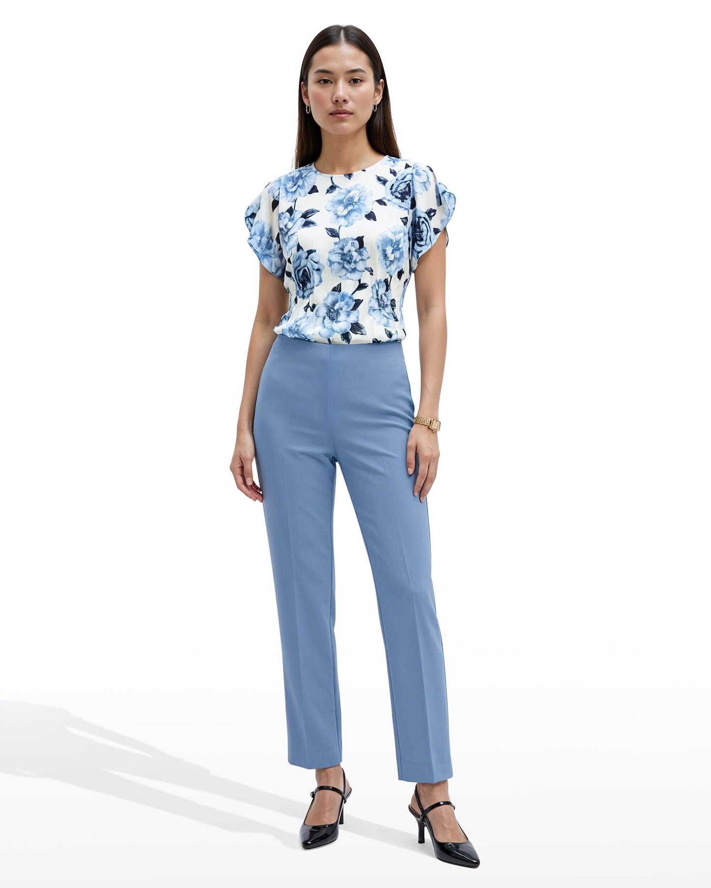 Anne Klein Straight Ankle Hollywood Waist Pants