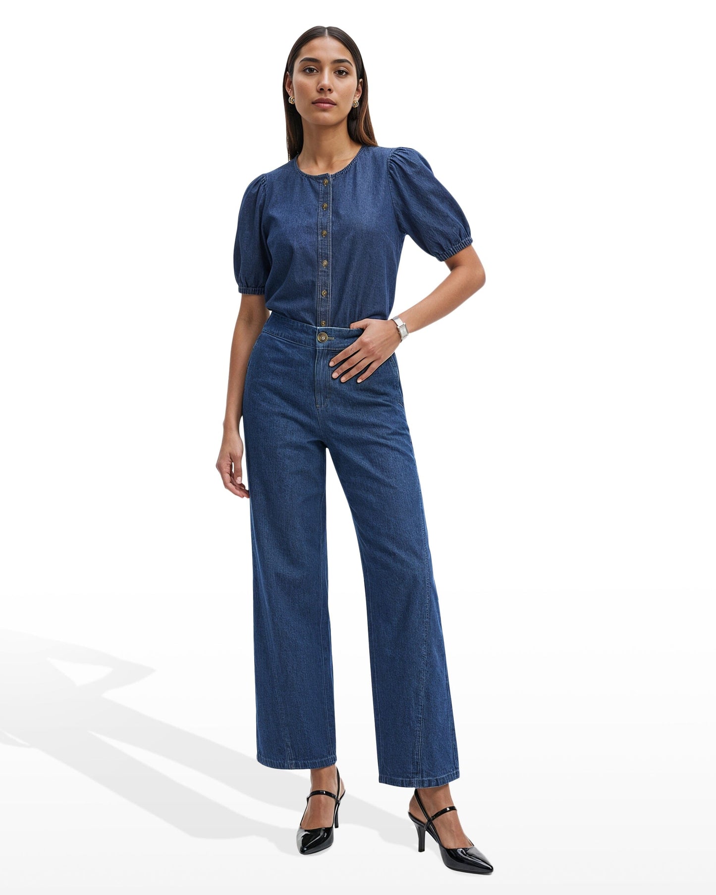 Anne Klein Wide Leg Pants with Curved Seams