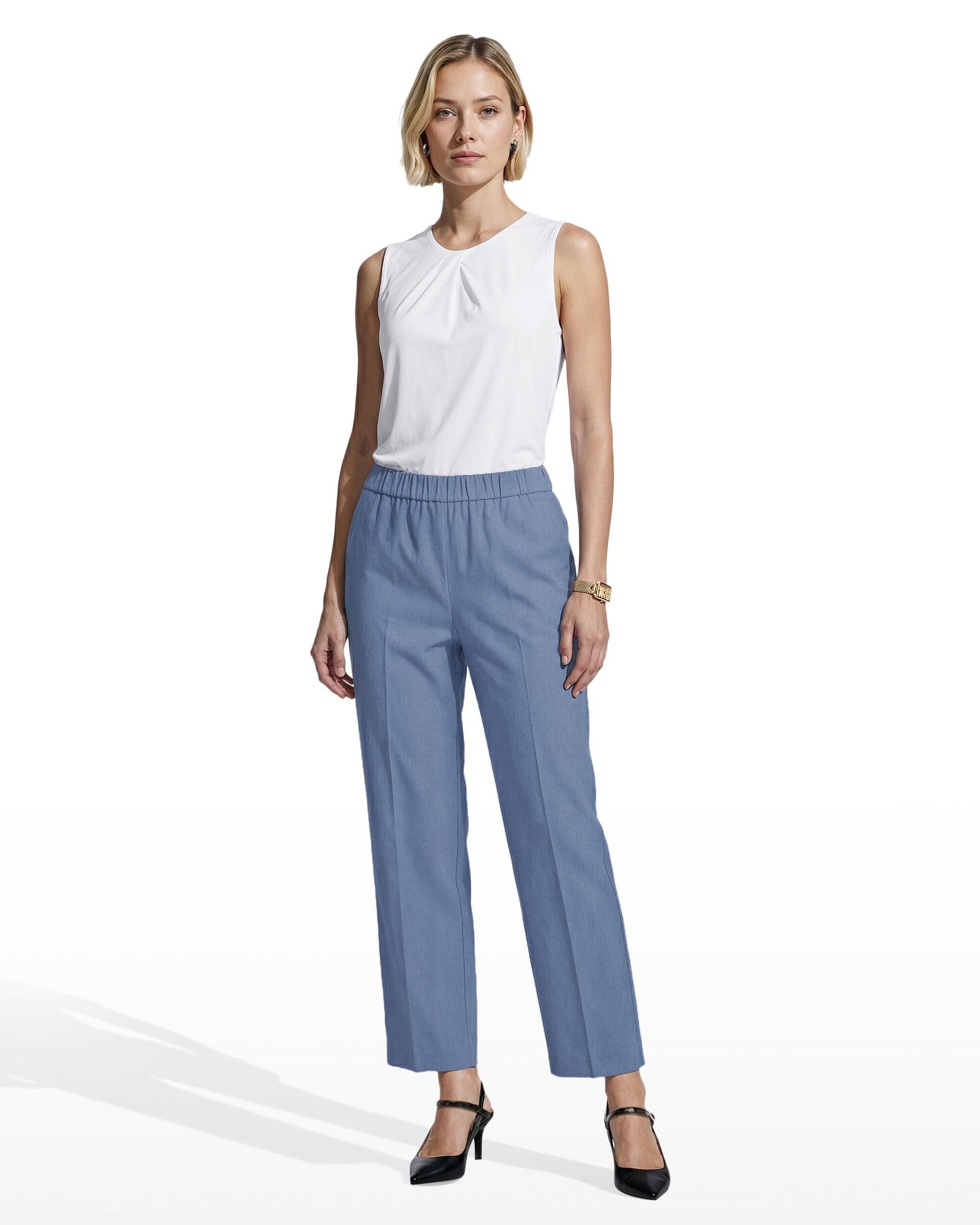 Anne Klein Straight Ankle Slash Pocket Pull-On Pants