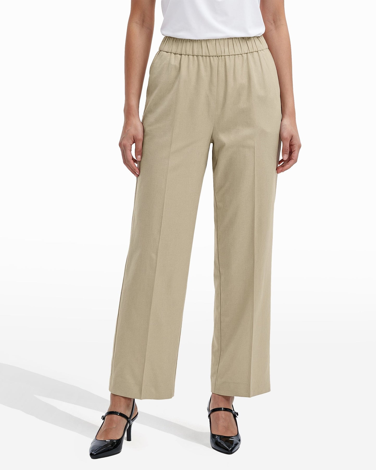 Anne Klein Straight Ankle Slash Pocket Pull-On Pants
