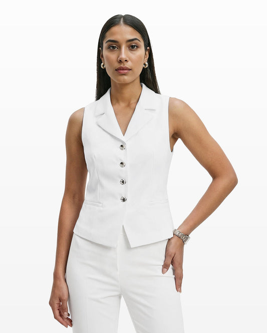 Anne Klein Notch Collar Vest with Welt Pockets