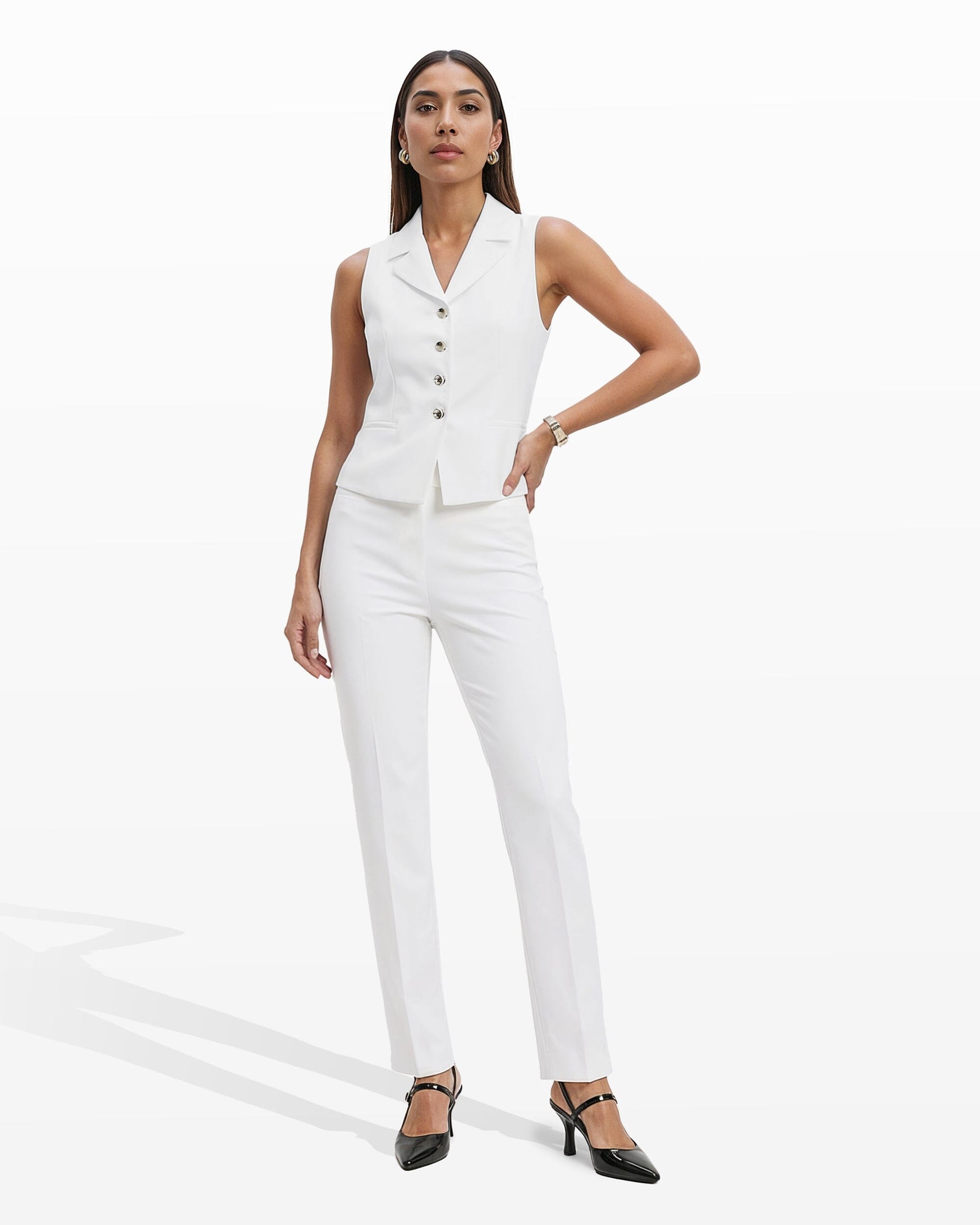 Anne Klein Notch Collar Vest with Welt Pockets