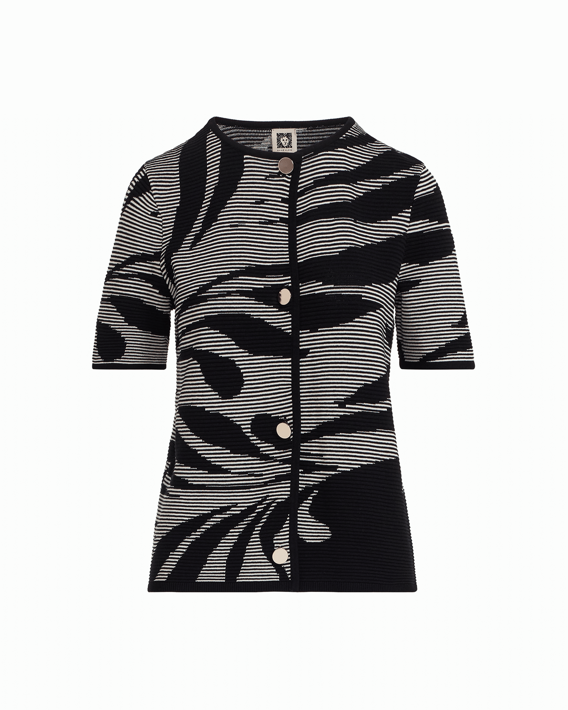 Anne Klein Button Front Jacquard Cardigan