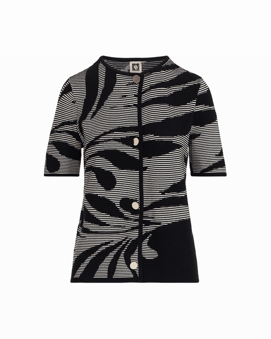 Anne Klein Button Front Jacquard Cardigan
