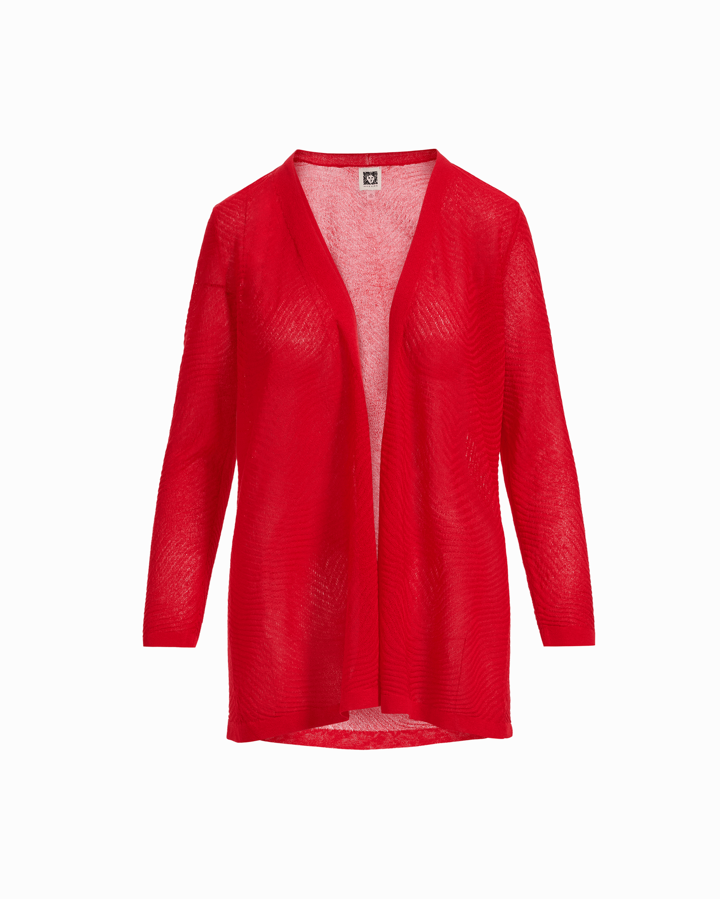Anne Klein Sheer Textured Open Front Long Cardigan