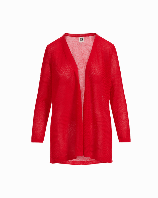 Anne Klein Sheer Textured Open Front Long Cardigan