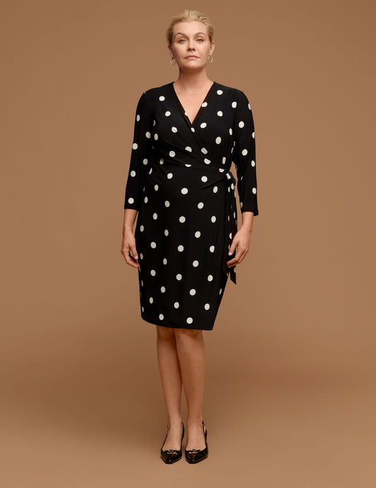 Anne Klein Plus Size Polka Dot Faux Wrap Dress