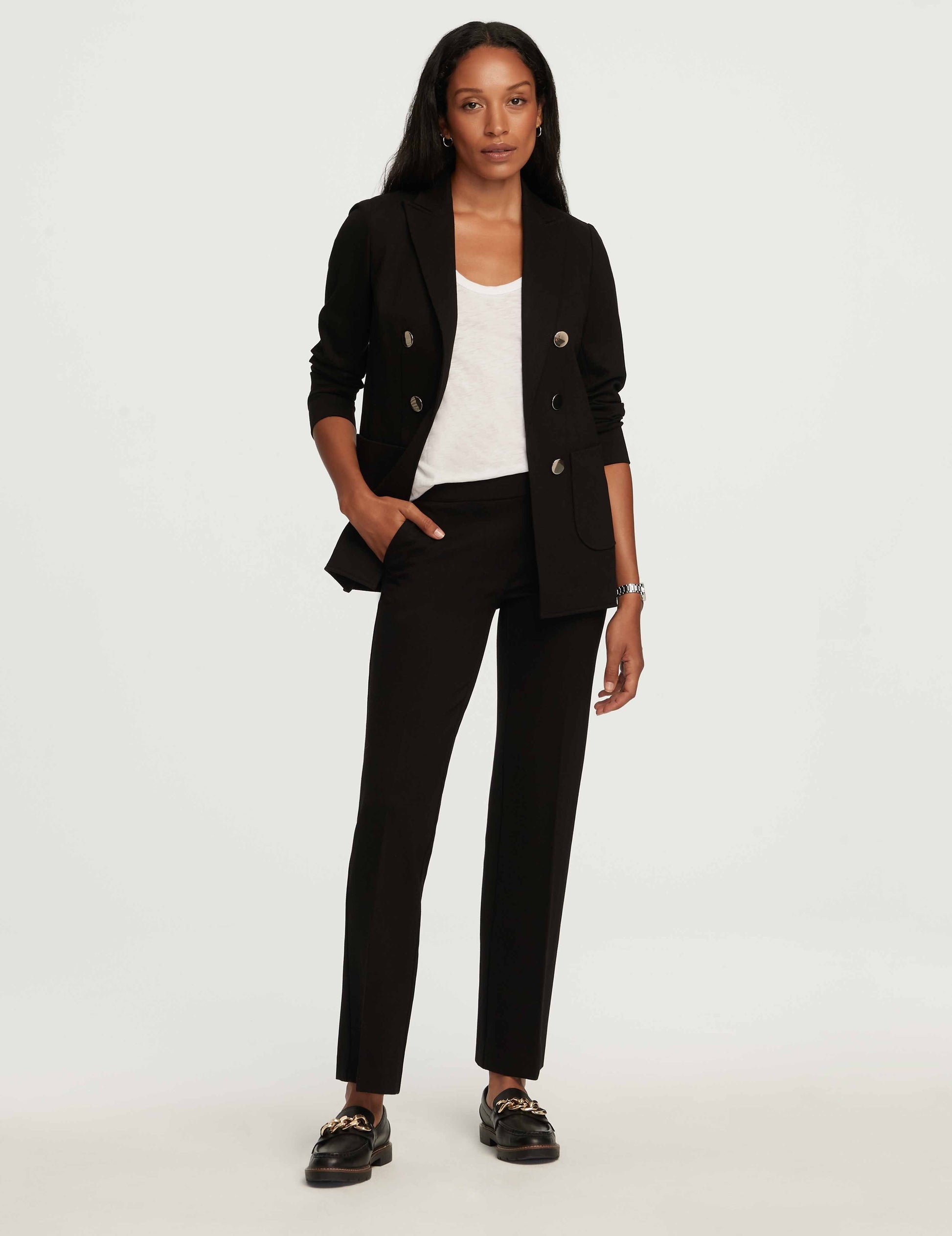 Anne Klein Plus Compression Double Breasted Blazer