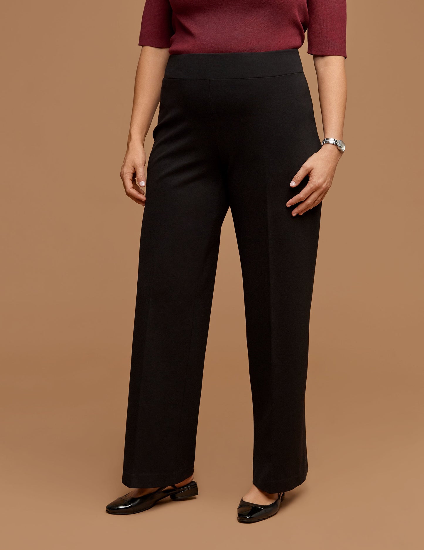 Anne Klein Plus Size Wide Leg Trousers, Pull-On
