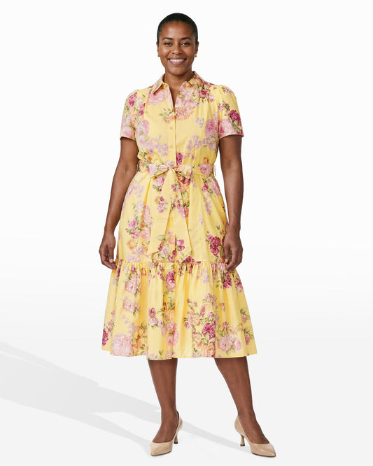 Anne Klein Short Sleeve Tiered Shirt Dress