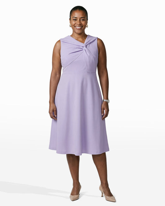 Anne Klein Twist Front A-line Midi Dress