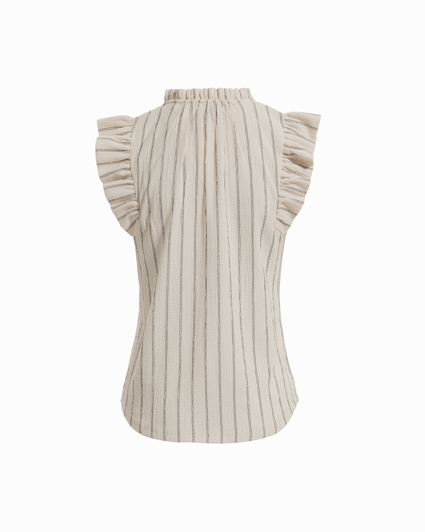 Anne Klein Flutter Sleeve Split Neck Top in WHITE DOVE / ANNEBLACK