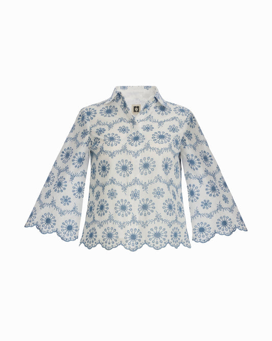 Anne Klein Button-Front Scallop Hem Shirt