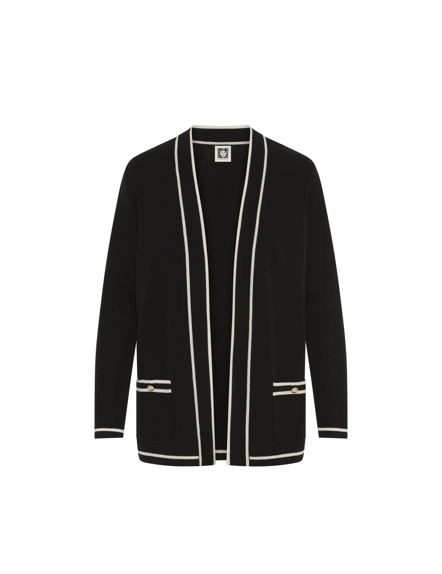 Anne Klein Petite Open-Front Cardigan with Contrast Tipping