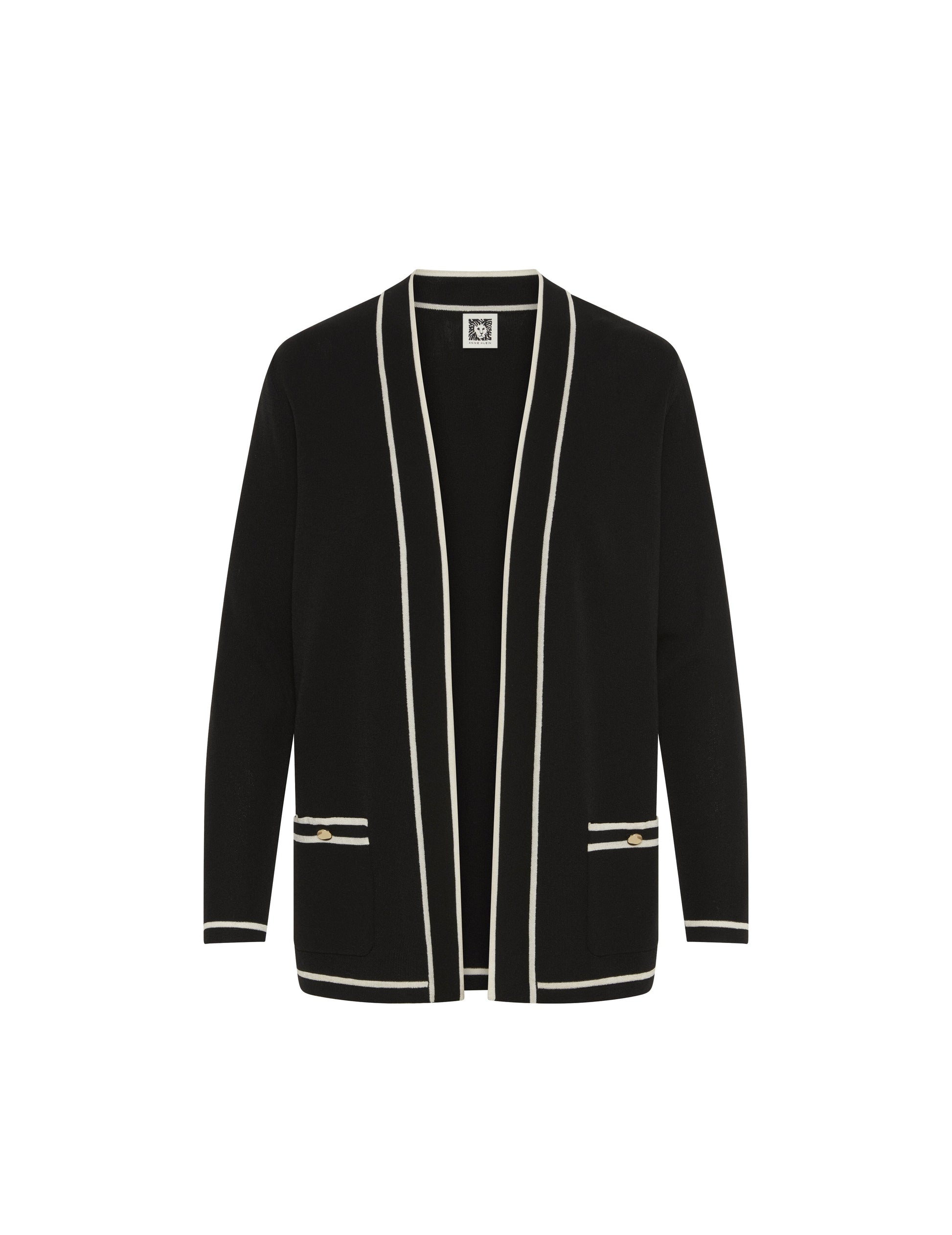 Anne Klein Petite Open-Front Cardigan with Contrast Tipping