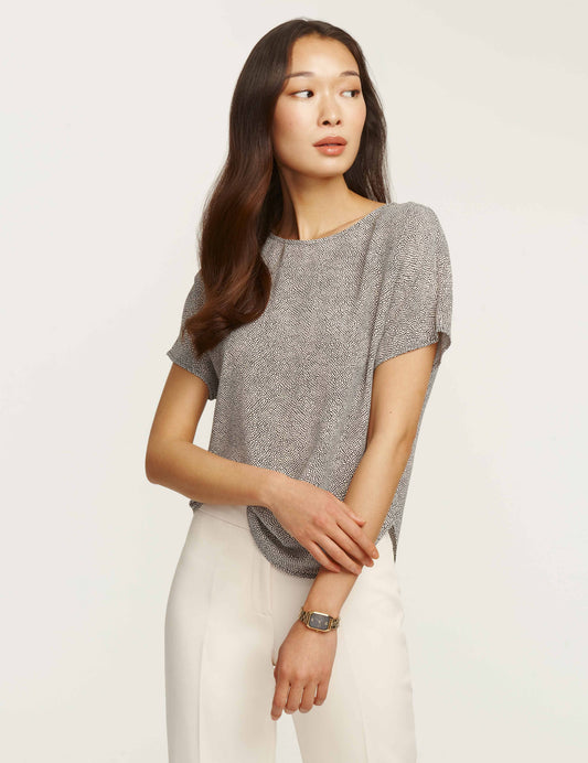Anne Klein Petite Bateau Neck Blouse, Mini Dot Print