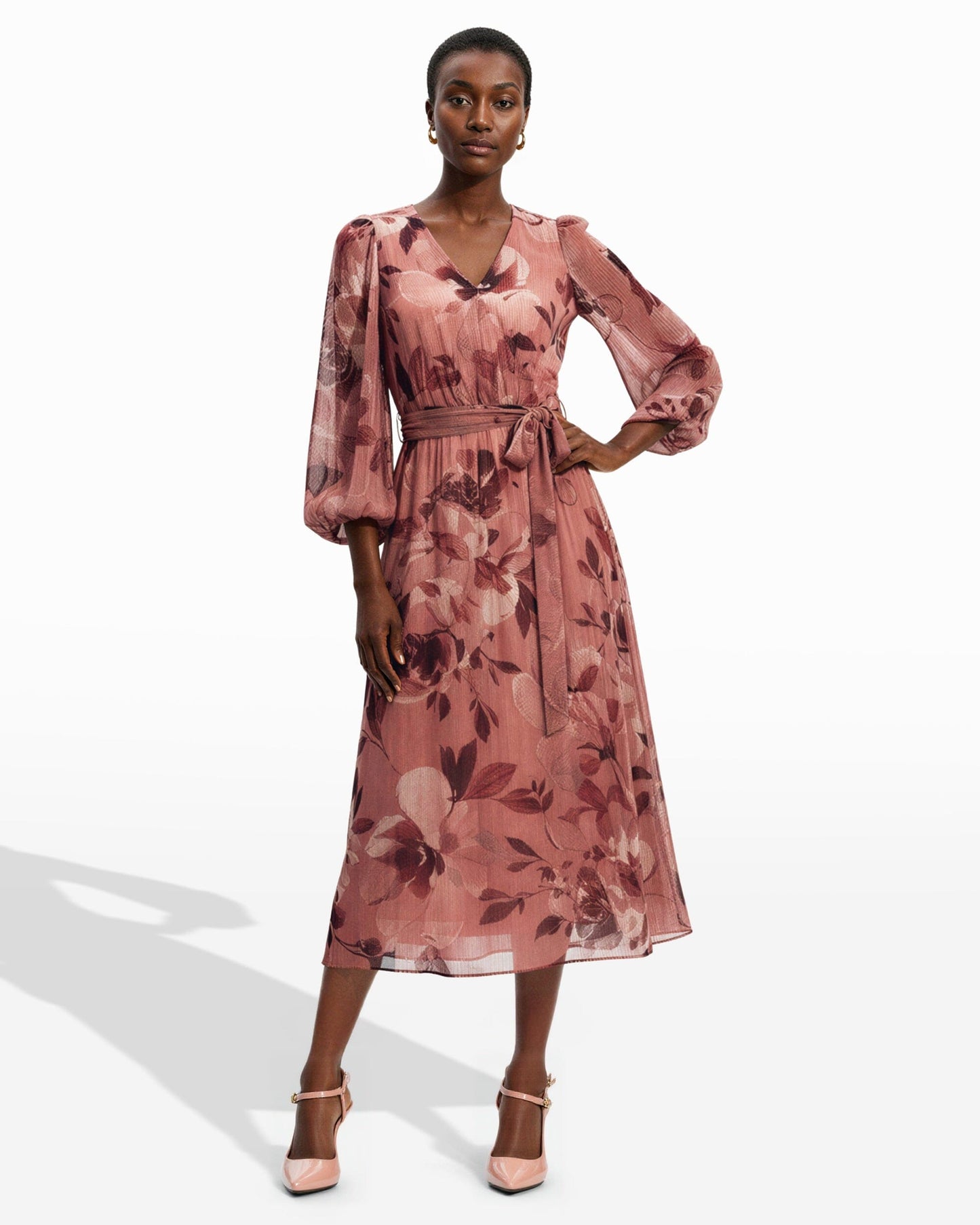 Anne Klein Three Quarter Sleeve Midi Dress