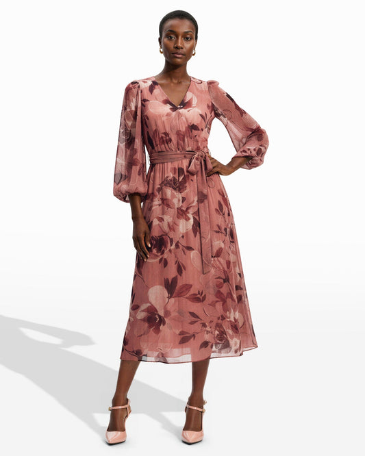 Anne Klein Three Quarter Sleeve Midi Dress