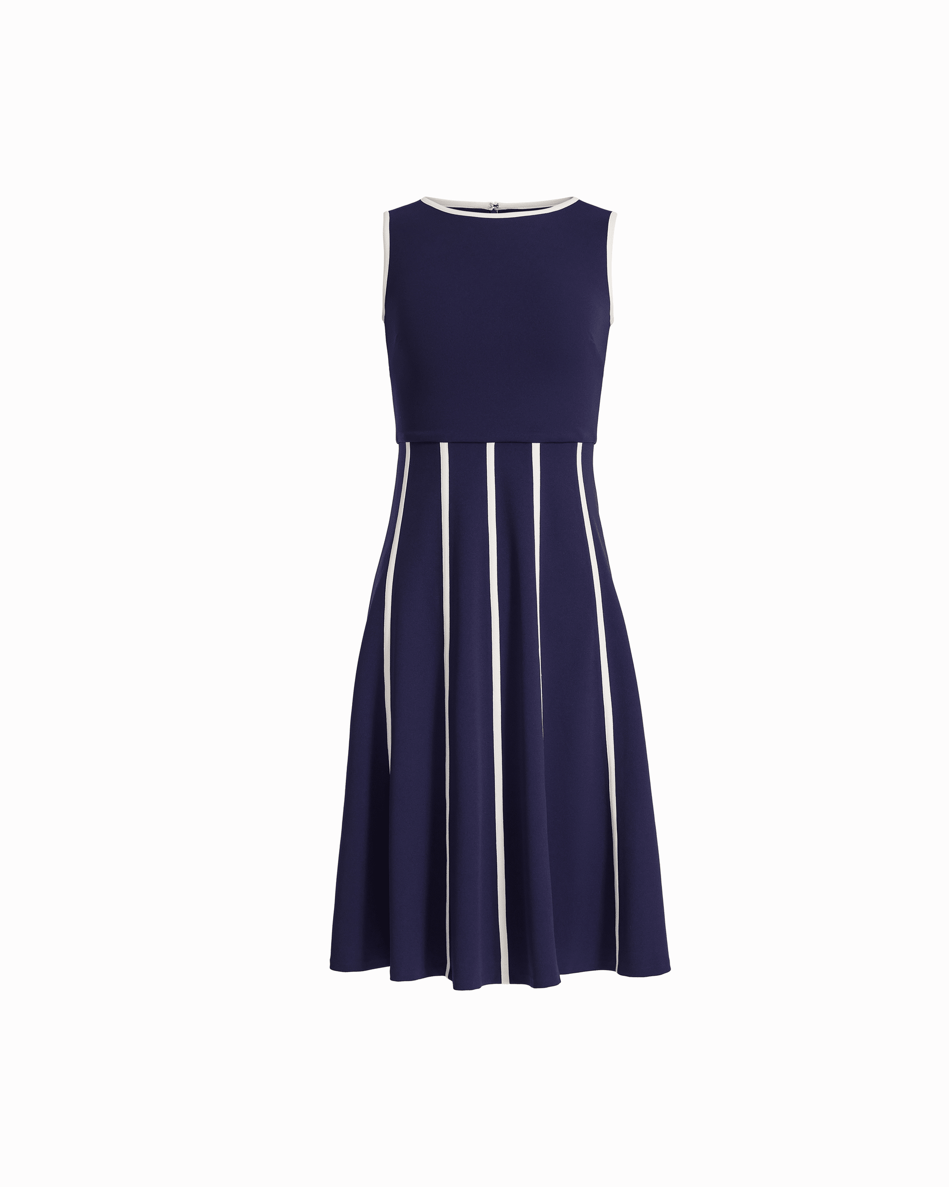 Anne Klein Fit And Flare Midi Dress With Piping