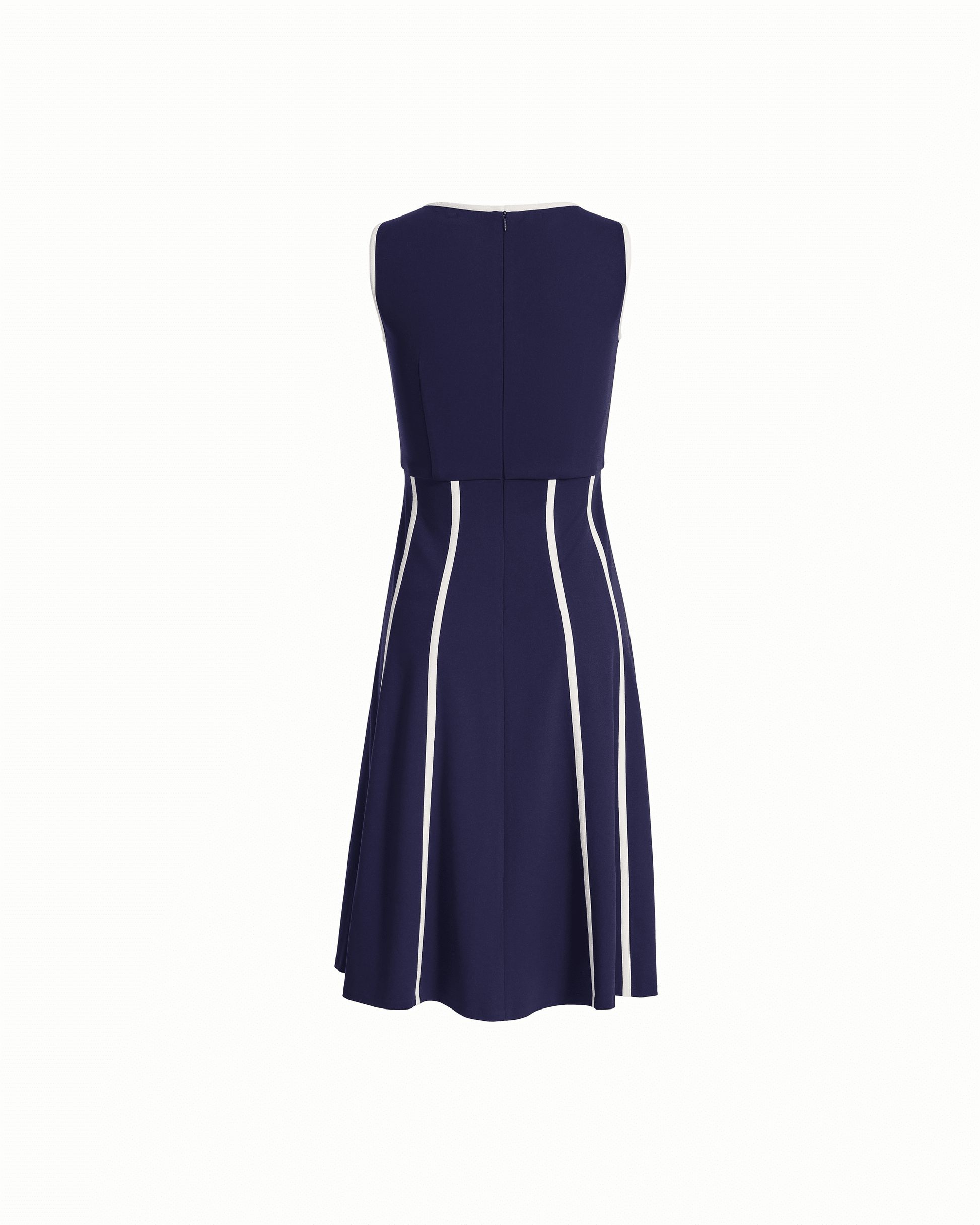 Anne Klein Fit And Flare Midi Dress With Piping
