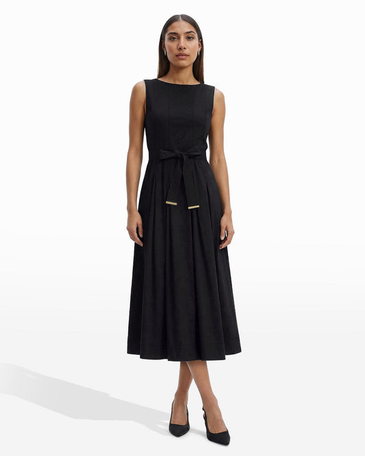 Anne Klein Paneled Bodice Jewel Neck Midi Dress