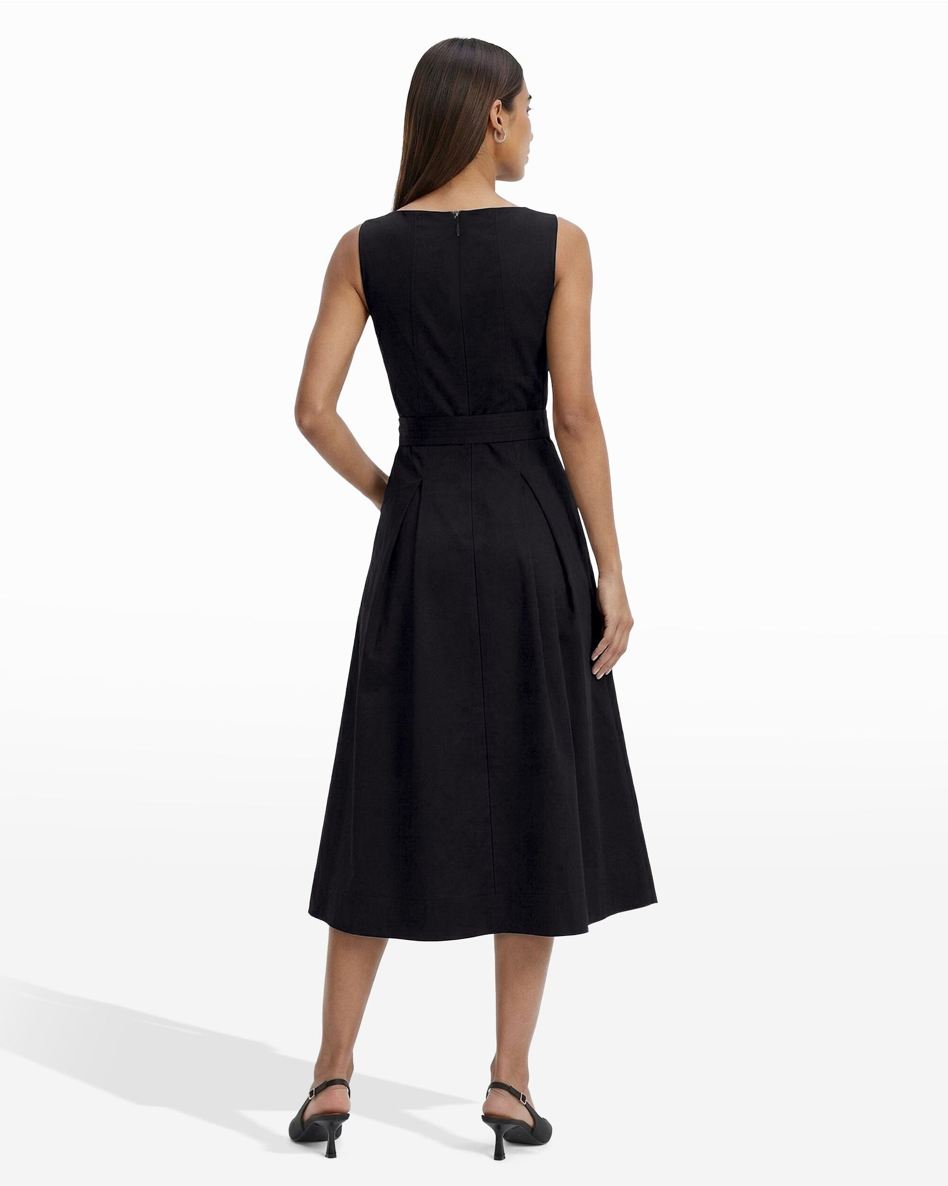 Anne Klein Paneled Bodice Jewel Neck Midi Dress