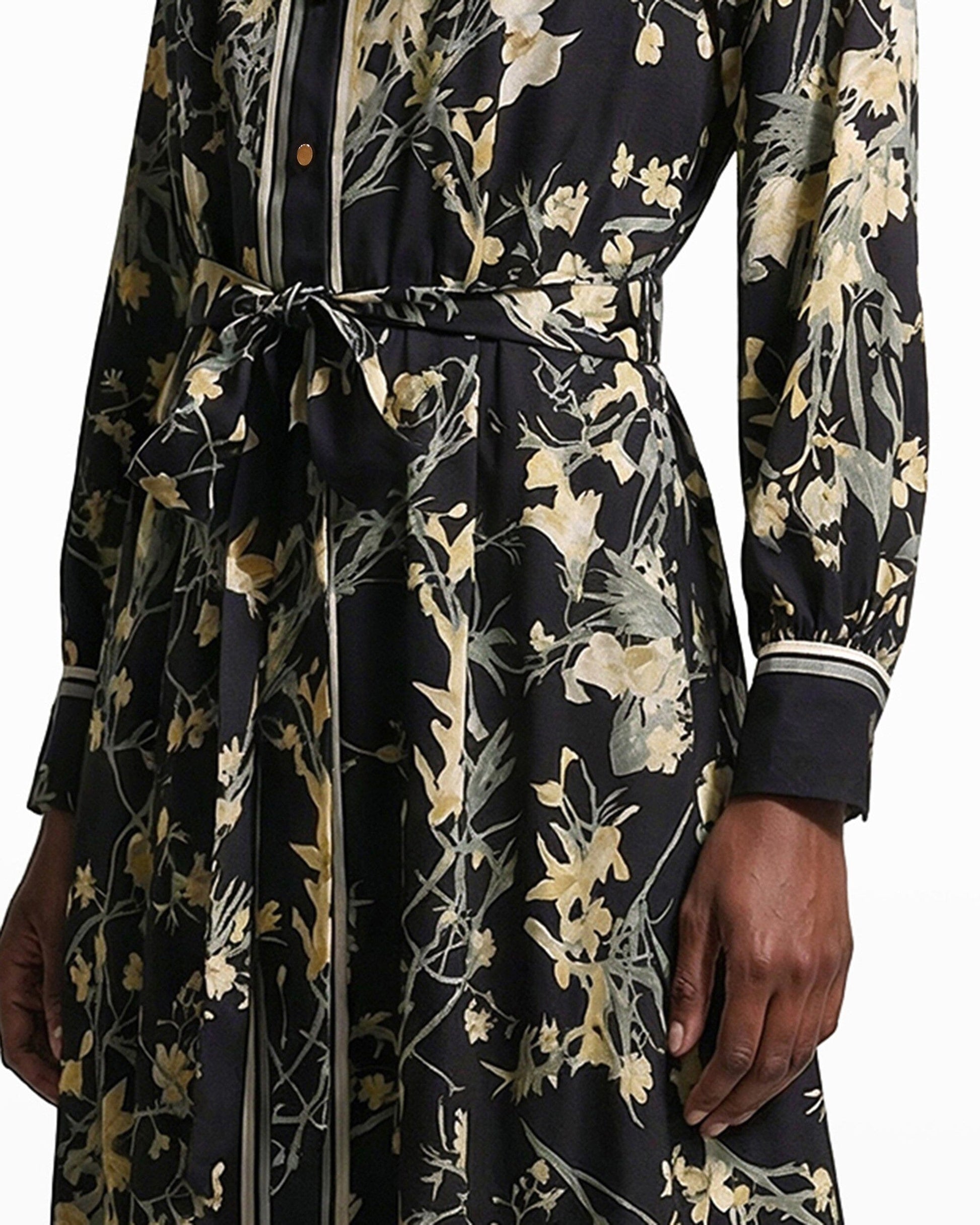 Anne Klein Floral Midi Shirt Dress with Tie Belt