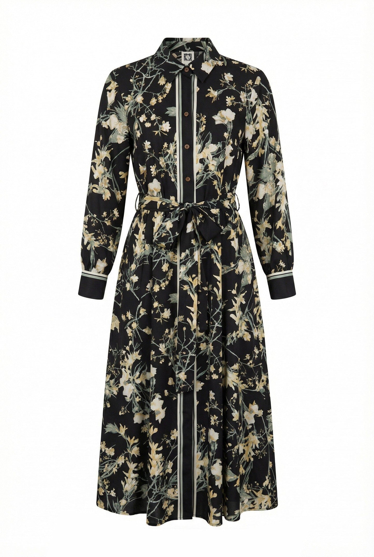 Anne Klein Floral Midi Shirt Dress with Tie Belt