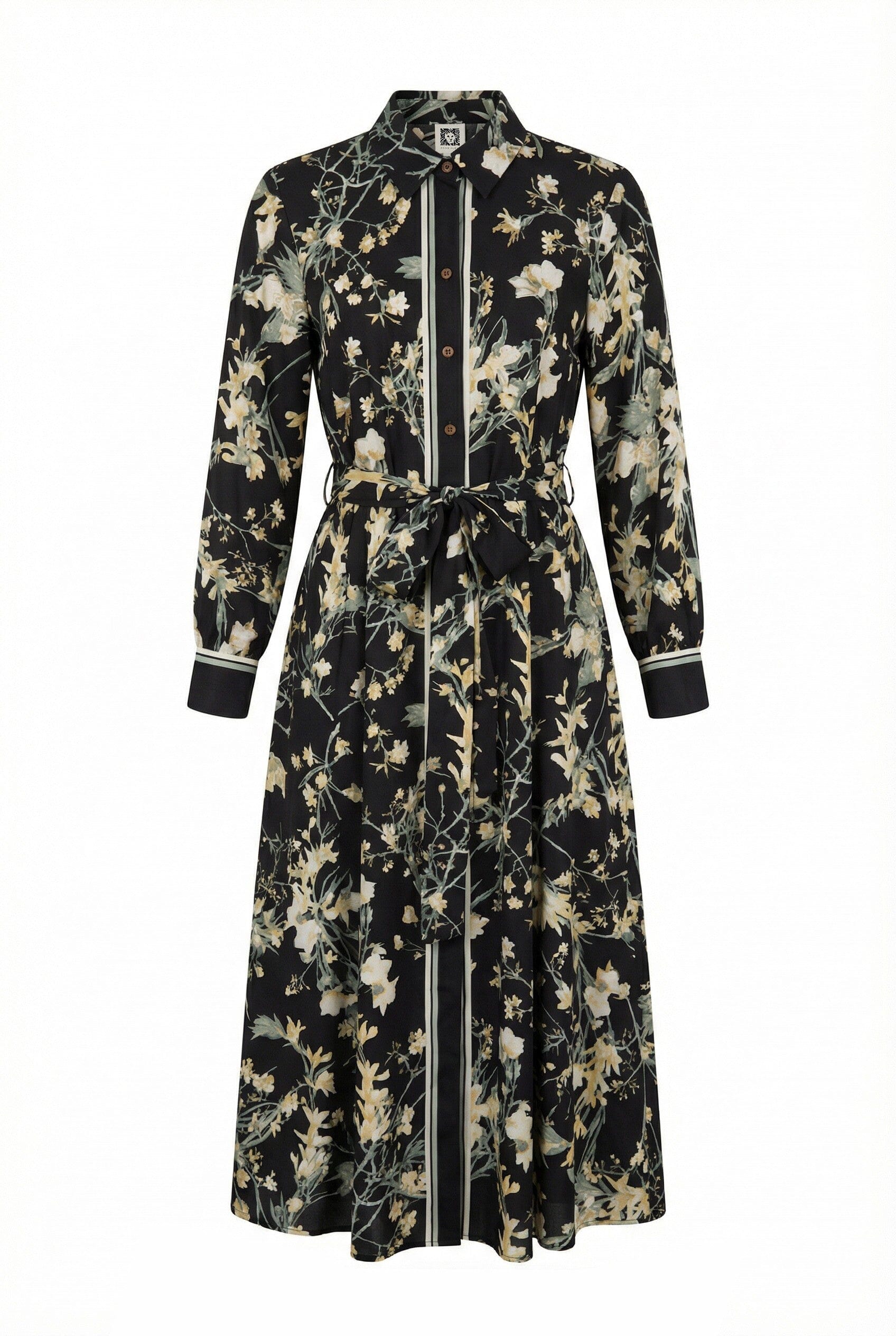 Anne Klein Floral Midi Shirt Dress with Tie Belt