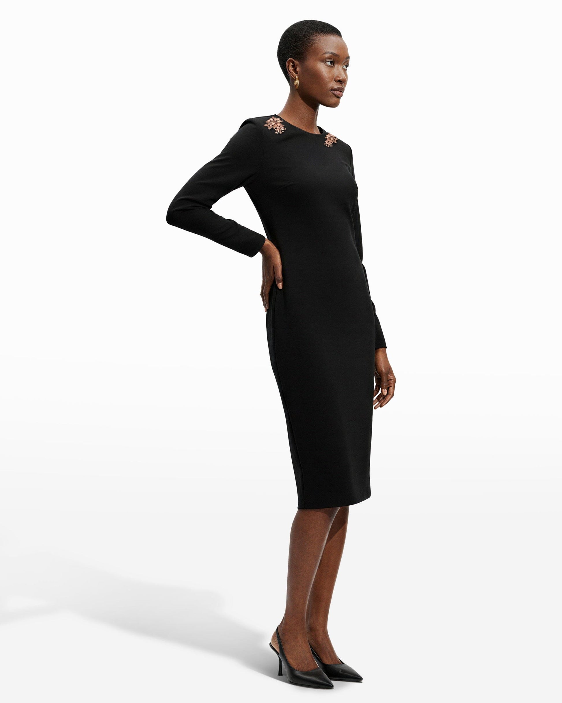Anne Klein Strong Shoulder Midi Dress