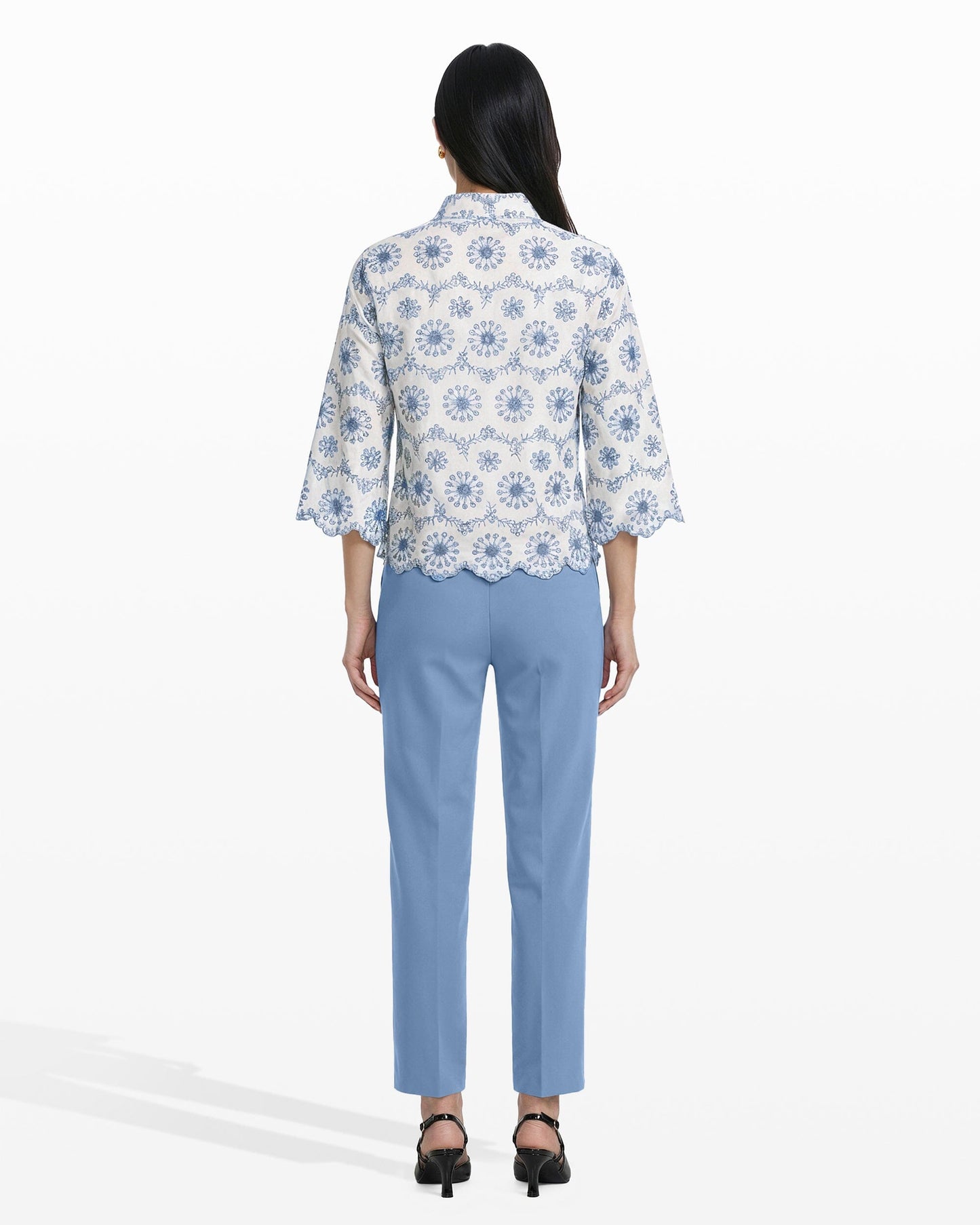 Anne Klein Button Front Shirt with Scallop Hem