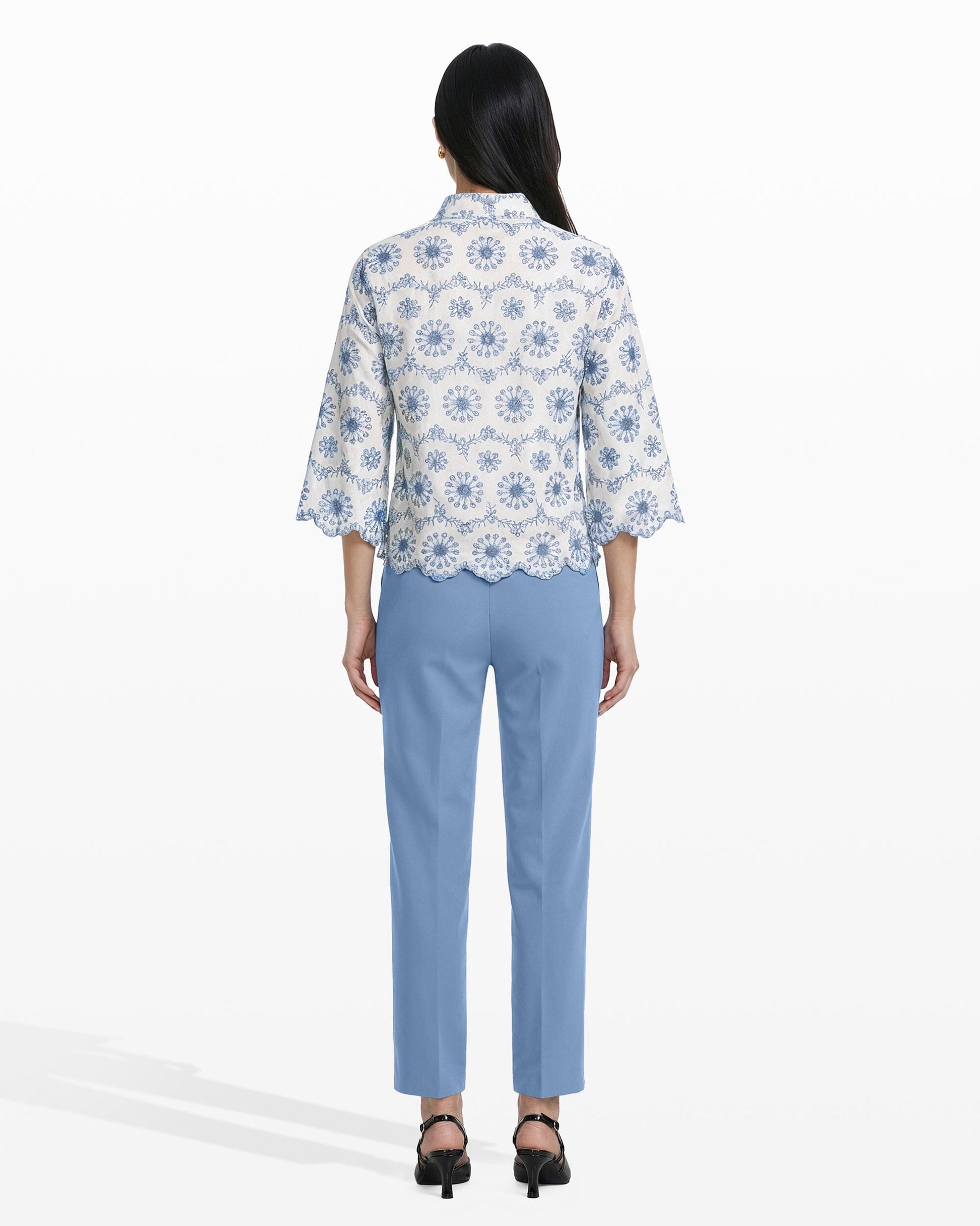 Anne Klein Button Front Shirt with Scallop Hem