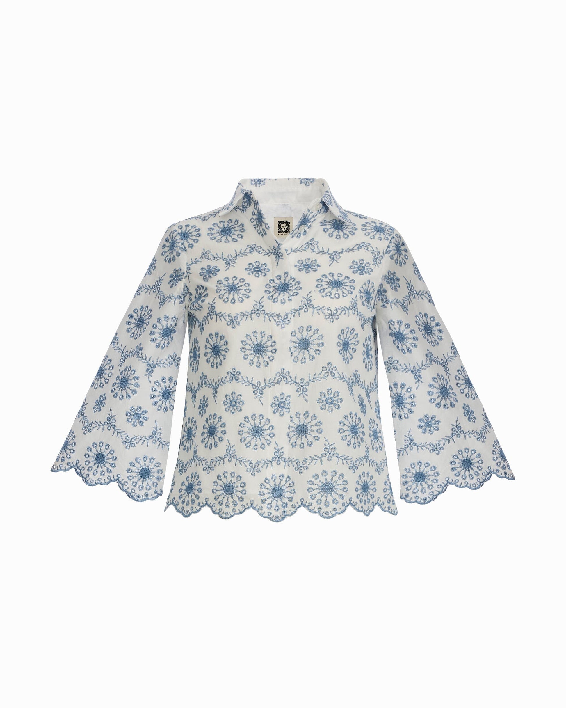 Anne Klein Button Front Shirt with Scallop Hem