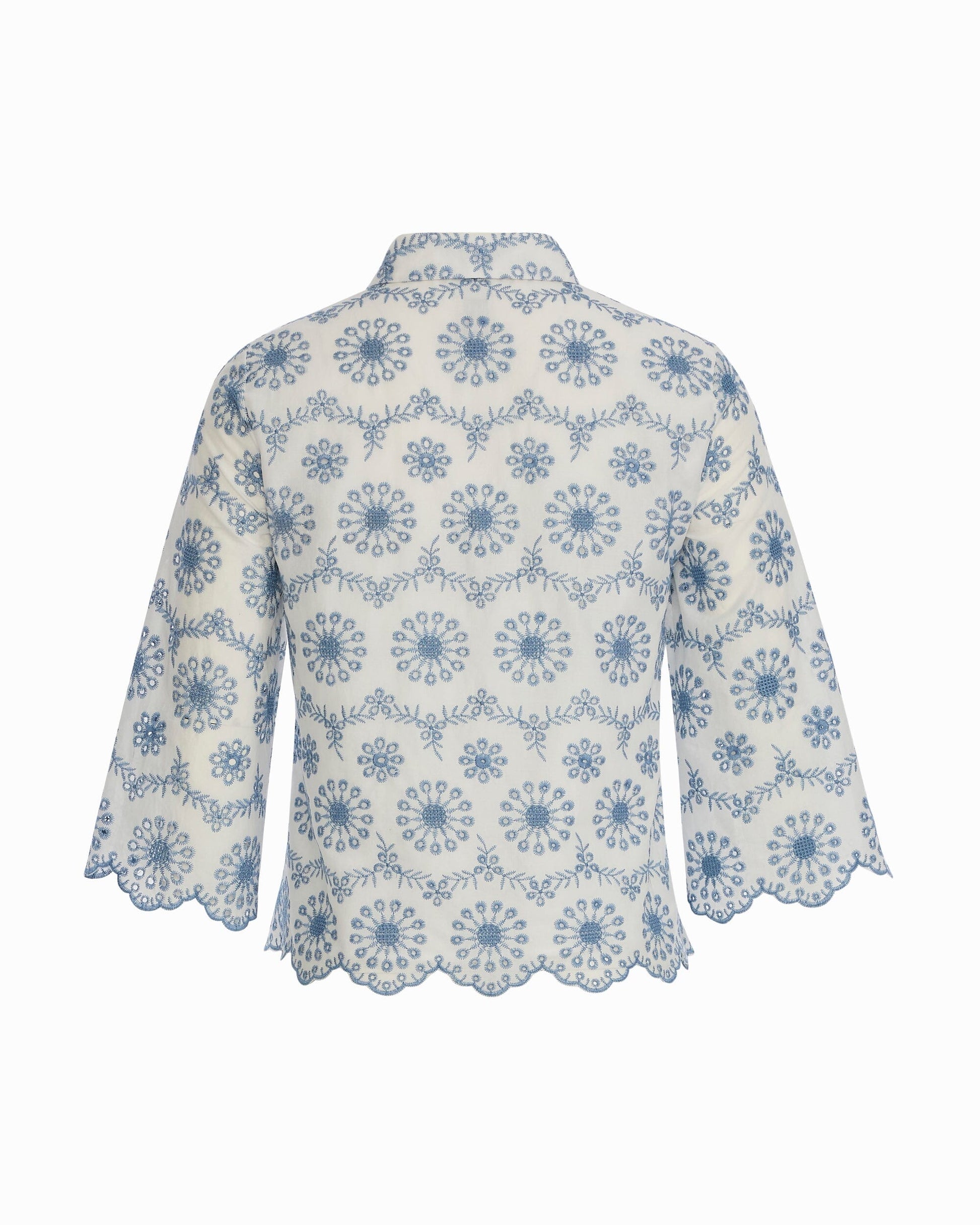 Anne Klein Button Front Shirt with Scallop Hem