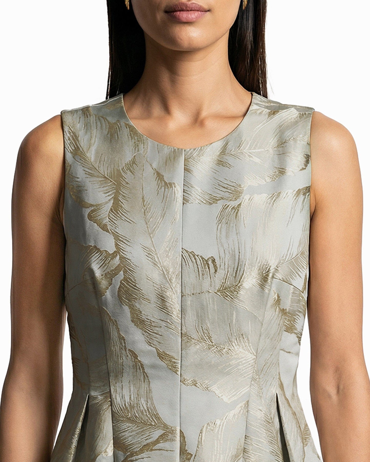 Anne Klein Satin Fit & Flare Dress with Pleats