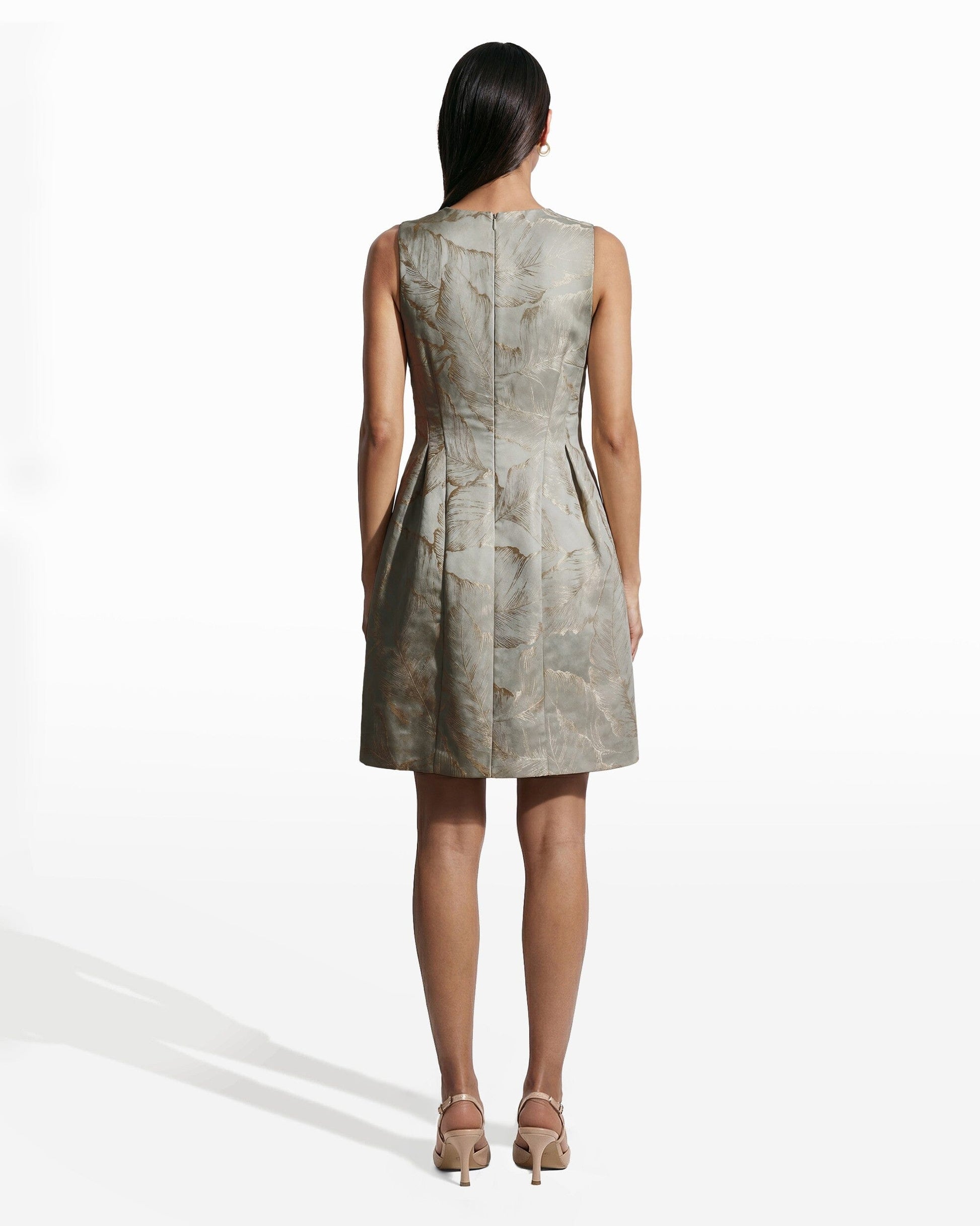 Anne Klein Satin Fit & Flare Dress with Pleats