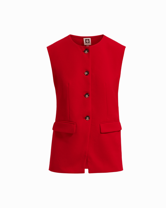 Anne Klein Four-Button Sleeveless Vest Jacket