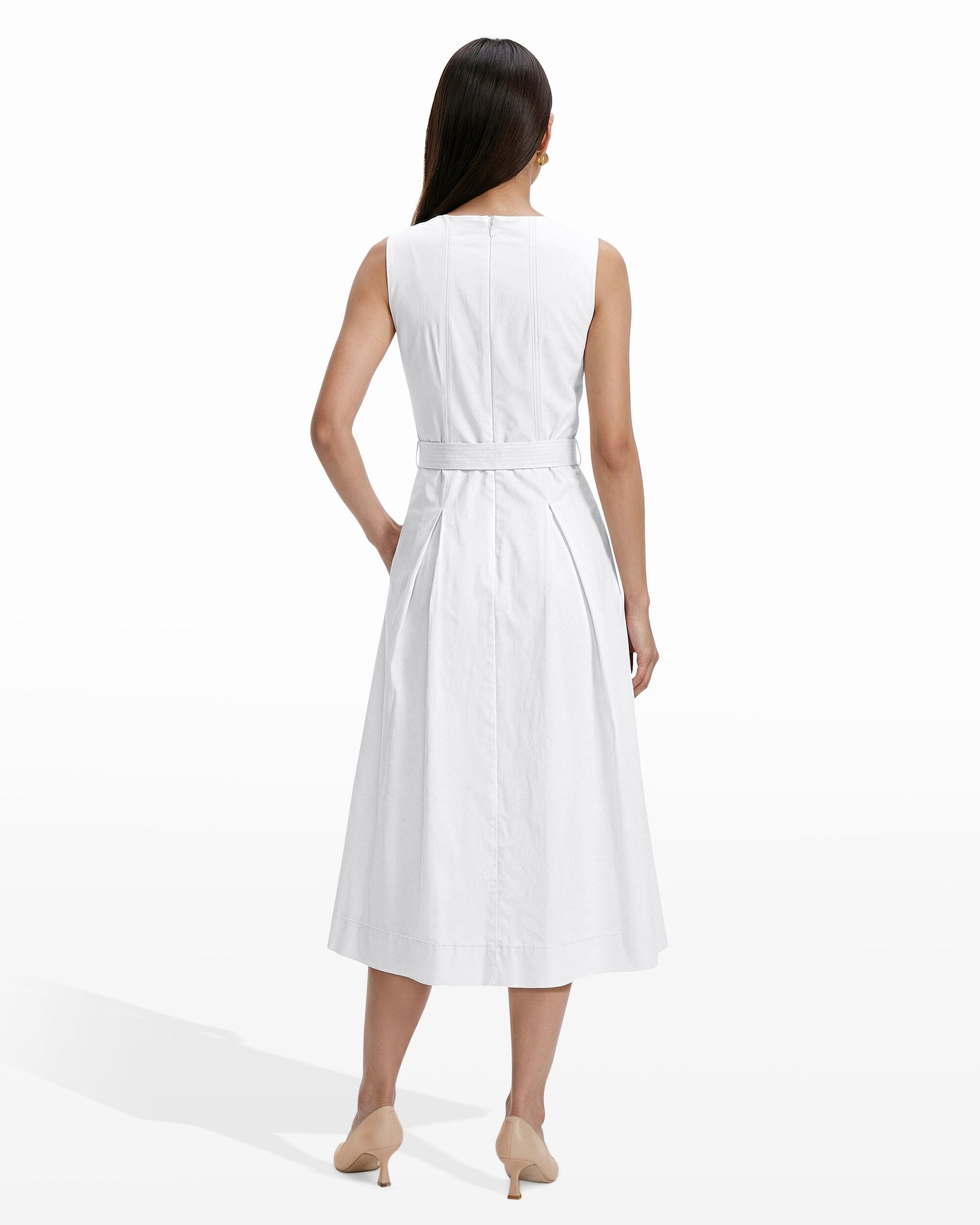 Anne Klein Paneled Bodice Jewel Neck Midi Dress