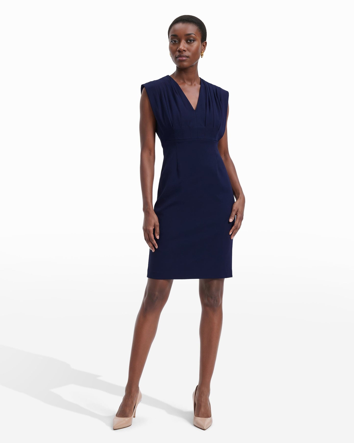 Anne Klein Pleated Bodice Sheath Dress